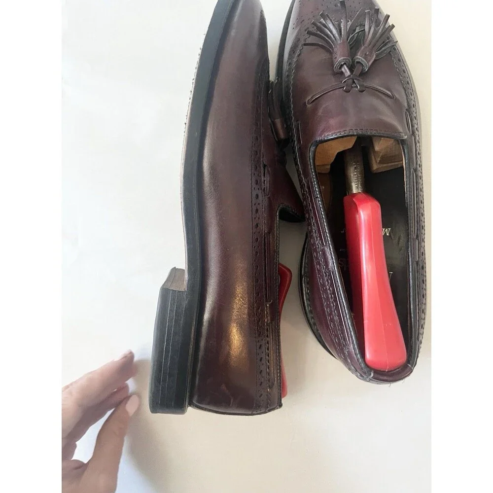 Allen Edmonds Manchester Wingtip Tassel Loafers Mens Size 7.5 D Burgundy USA EUC